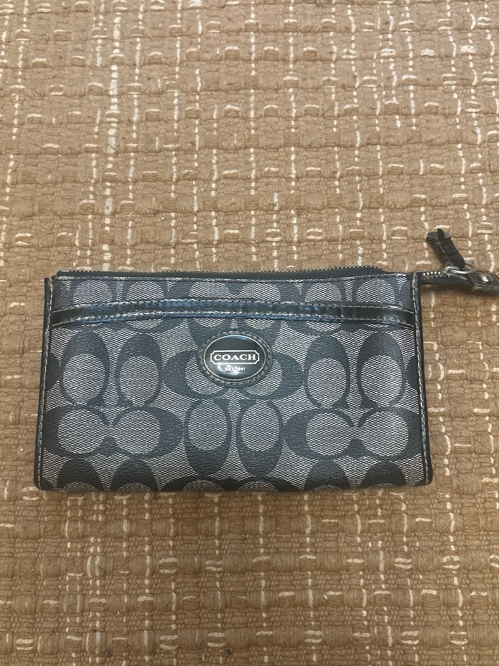 Coach Black Leather Wristlet Card Case